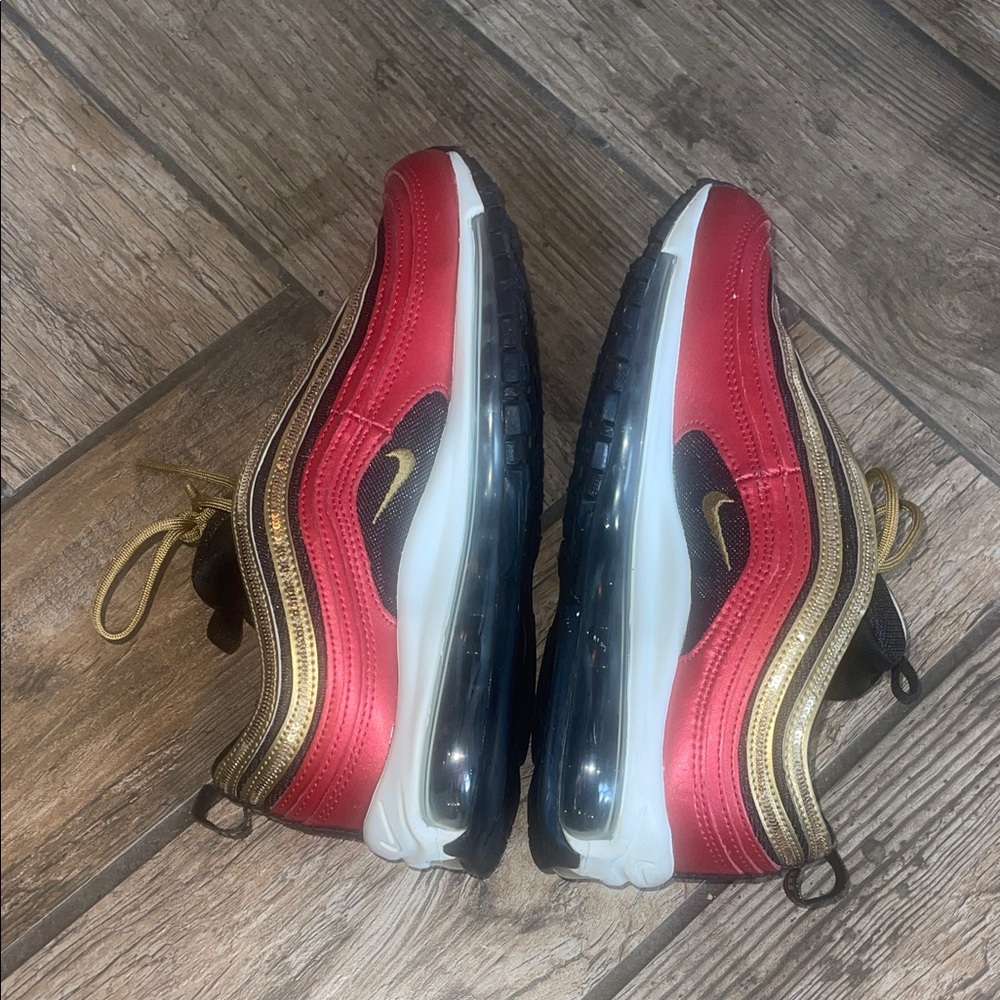 Nike  Air Max 97 Red and Gold Sneakers woman 8.5 - Picture 2 of 7